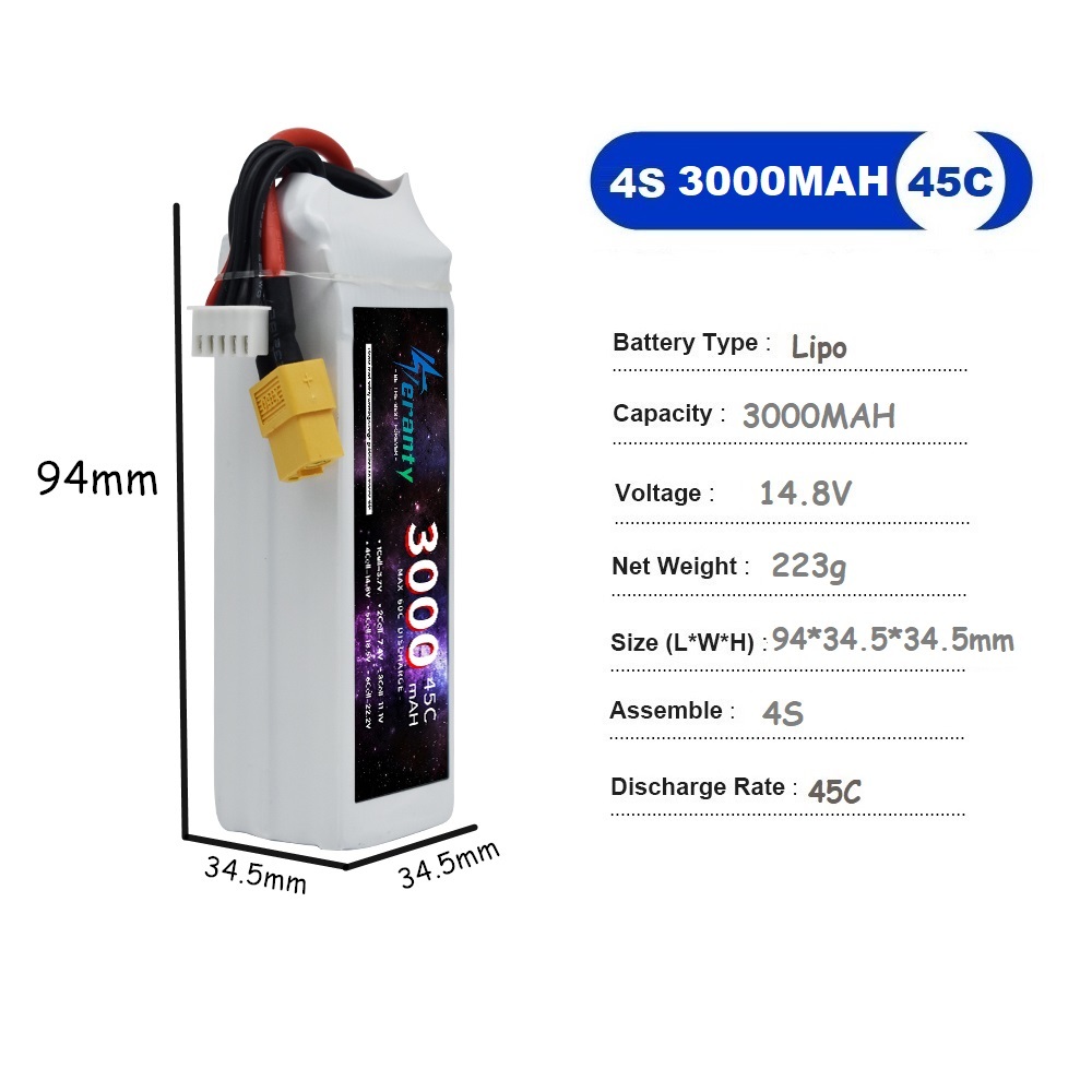 Batterie LiPo 4s 14.8V 1500mah - Drone Battery 3S avis et prix